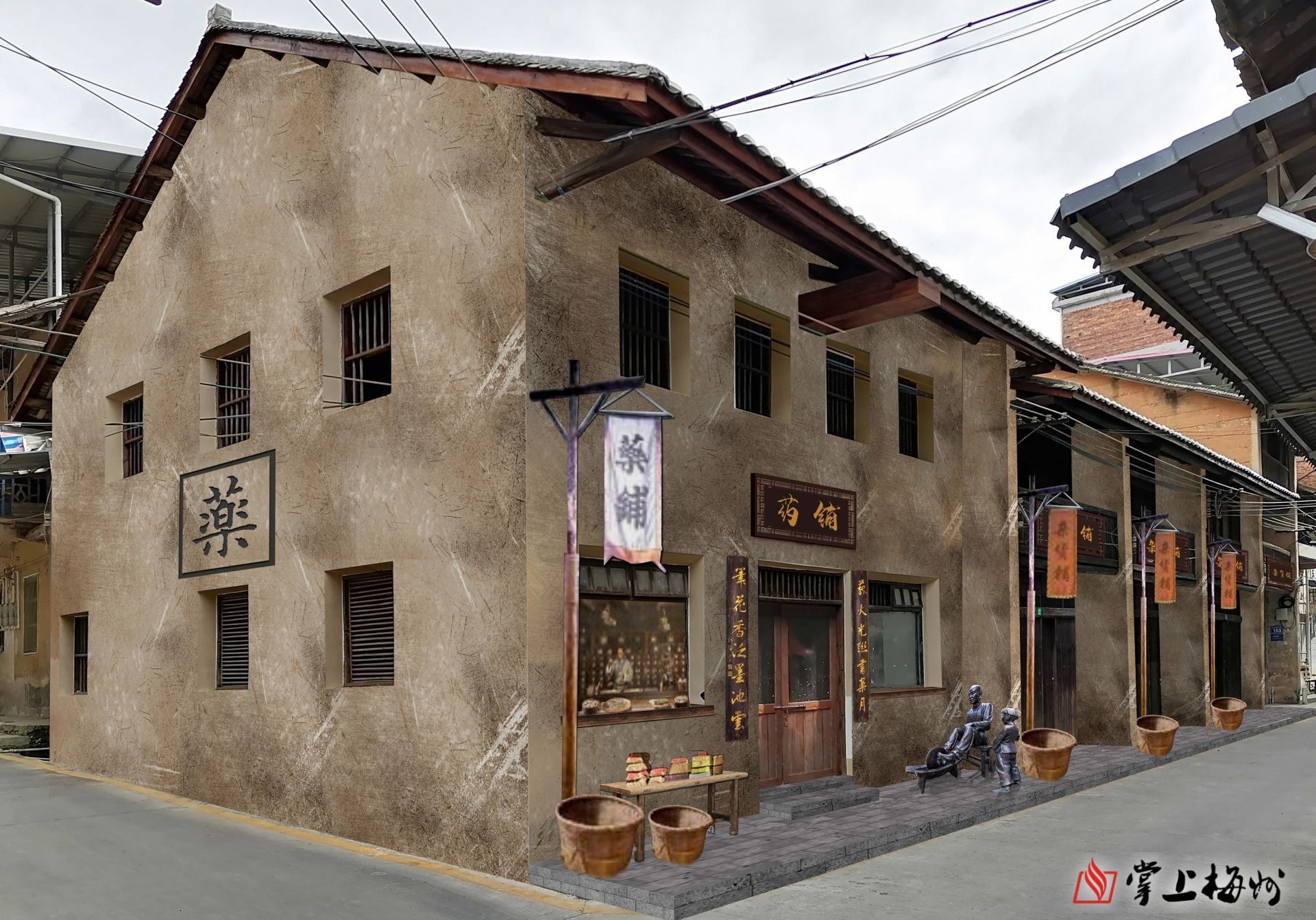 ↑紅軍藥鋪效果圖，該修繕項目正在加快推進。 （長沙鎮(zhèn)供圖）